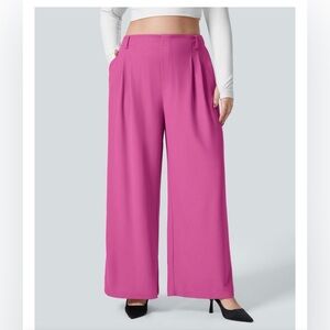 HALARA Flex Fuchsia Waffle Knit Wide Leg Work Pants Women’s L